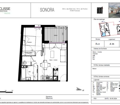 T2 Neuf avec balcon - Résidence SONORA - T2 disponibles à tous les étages - Livraison mi-Mai - Parking en sous-sol