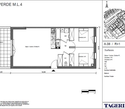 À louer : T3 lumineux avec balcon – Résidence Baglin 4 à Seilh – 1er étage – 65,28 m² – Parking inclus
