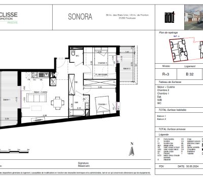 T3 Neuf avec balcon - SONORA - T3 Disponibles à tous les étages - Livraison mi-Mai