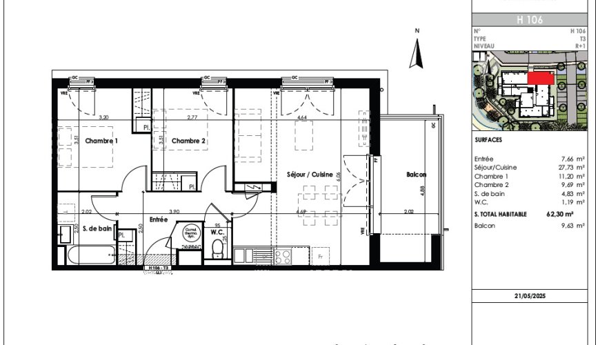 À louer : T3 Neuf avec Balcon -- Cornebarrieu - 2 Parkings Inclus