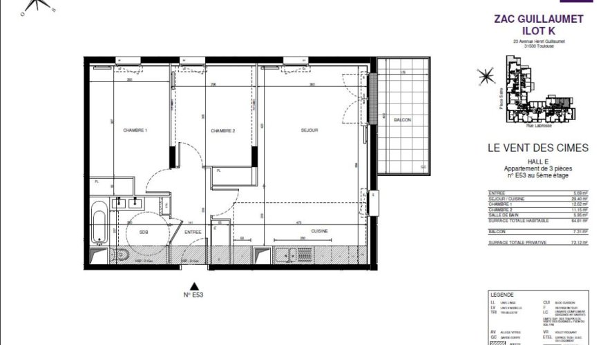 À louer : Plusieurs T3 neuf avec balcon DISPONIBLE – Résidence LE VENT DES CIMES – Toulouse