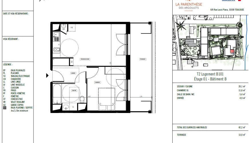 À louer : T2 Neuf – RESIDENCE LA PARENTHÈSE DES ARGOULETS