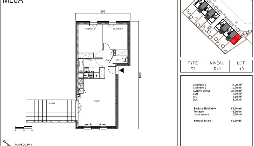 À louer : T3 récent avec terrasse – Résidence VILLA VERDE – Seilh
