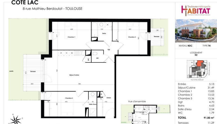 APPARTEMENT T4 4 PIECES 91M²