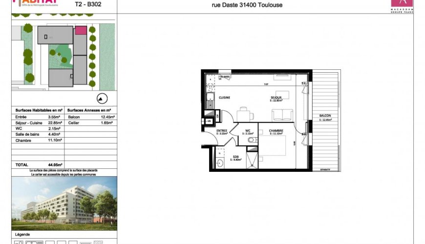 APPARTEMENT 2 PIECES 44 M²