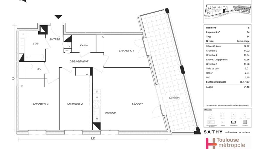 APPARTEMENT 4 PIECES  86M²