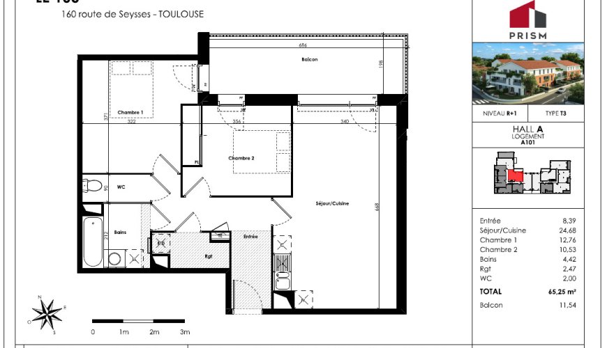 T3 neuf – Le 160 – Plusieurs T3 disponibles à tous les étages – Livraison fin janvier – Parking inclus
