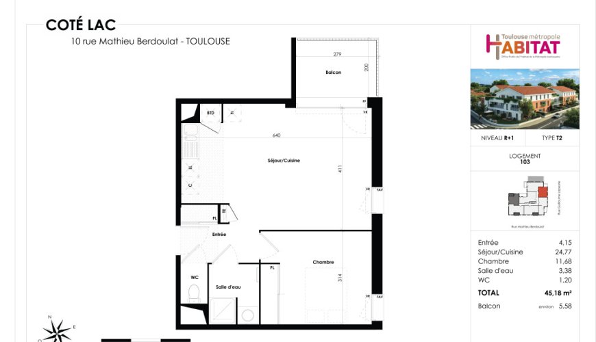 APPTARTEMENT 2 PIECES 45M²