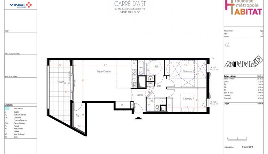 Appartement 3 pièces 69m2 - Résidence Carré d'Art