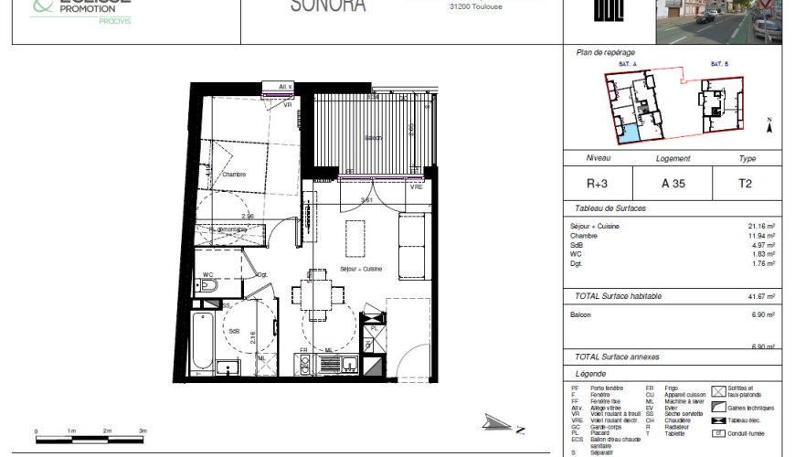 T2 Neuf avec balcon - Résidence SONORA - T2 disponibles à tous les étages - Livraison mi-Mai