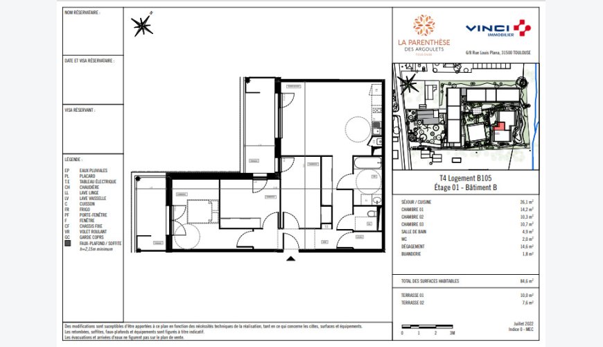 T4 NEUF AVEC PARKING – RESIDENCE LA PARENTHÈSE DES ARGOULETS