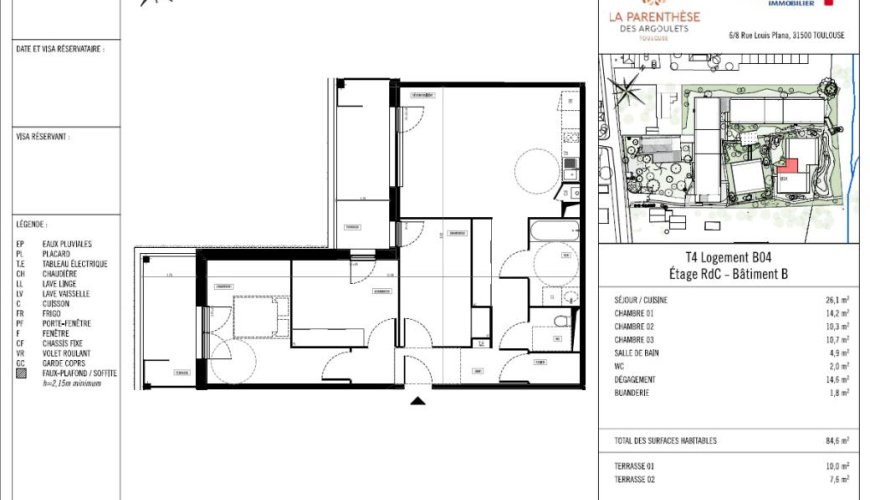 T4 NEUF EN REZ DE CHAUSSEE AVEC PARKING – RESIDENCE LA PARENTHÈSE DES ARGOULETS