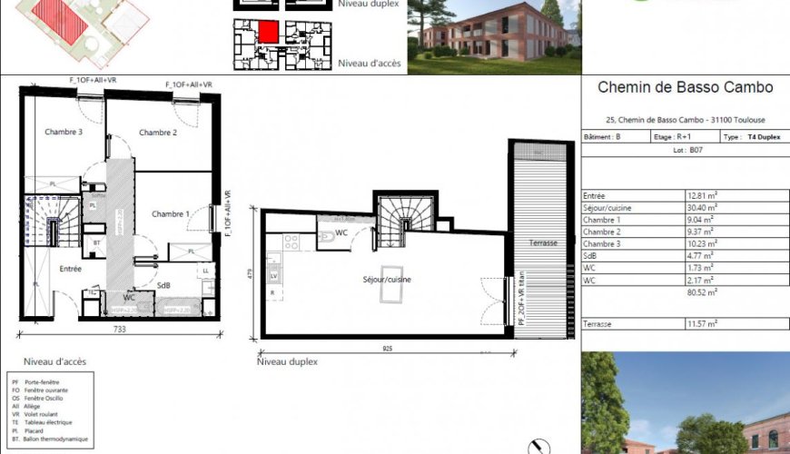 Appartement T4 Duplex 80m2 secteur BASSO CAMBO