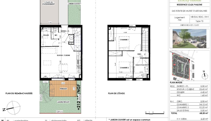 Villa T3 Duplex neuve avec terrasse et jardin – Programme Clos de Pauline – Eaunes – Parking inclus