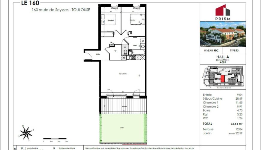T3 neuf – Le 160 – Plusieurs T3 disponibles à tous les étages – Livraison fin janvier – Parking inclus
