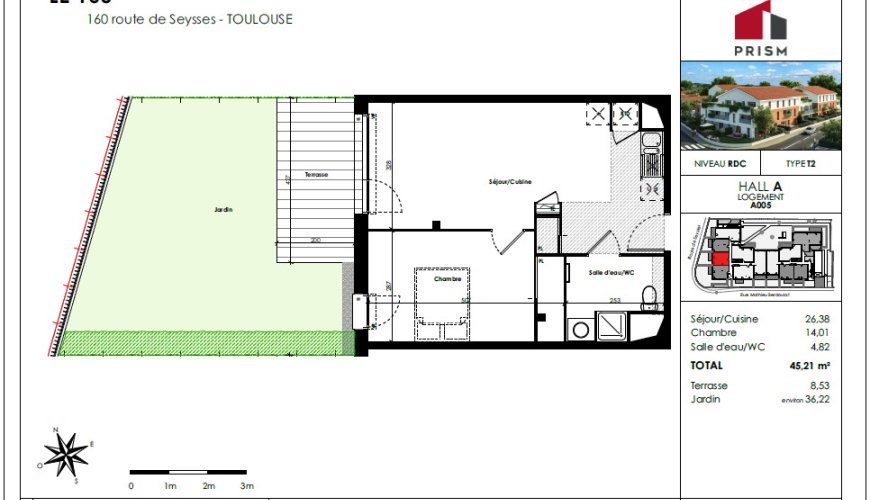 T2 neuf – Le 160 – Plusieurs T2 disponibles à tous les étages –  Parking inclus
