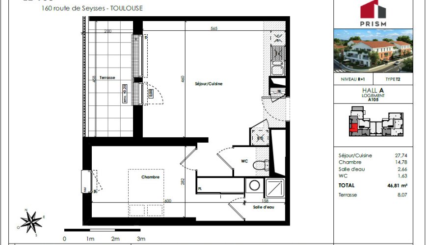 T2 neuf – Le 160 – Plusieurs T2 disponibles à tous les étages –  Parking inclus