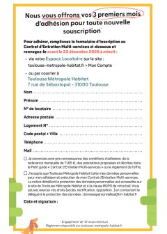 Bulletin adhésion offre spéciale Contrat d'Entretien Multi-services