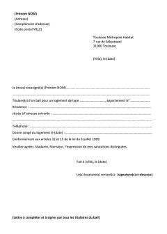 Lettre type - Donner congé de son logement