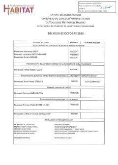 Deliberation du bureau du ca 2102025